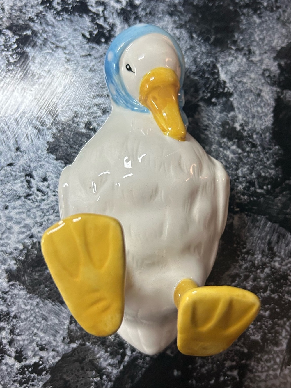Vintage Ceramic Goose With Blue Bonnet Wall Hanger